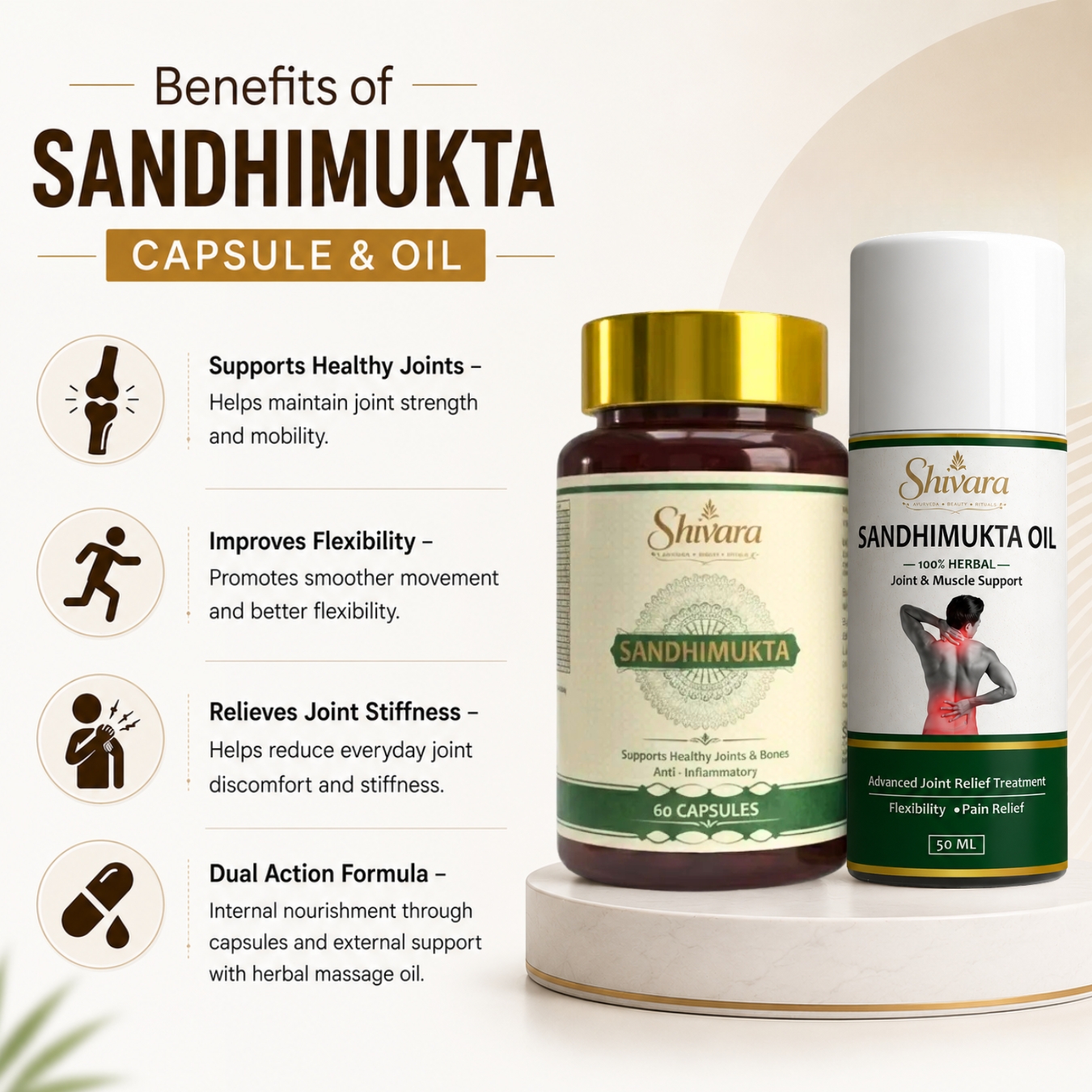 Sandhimukta Capsules And Oil Helps Support Healthy Joint Function And Mobility Pack Of 2