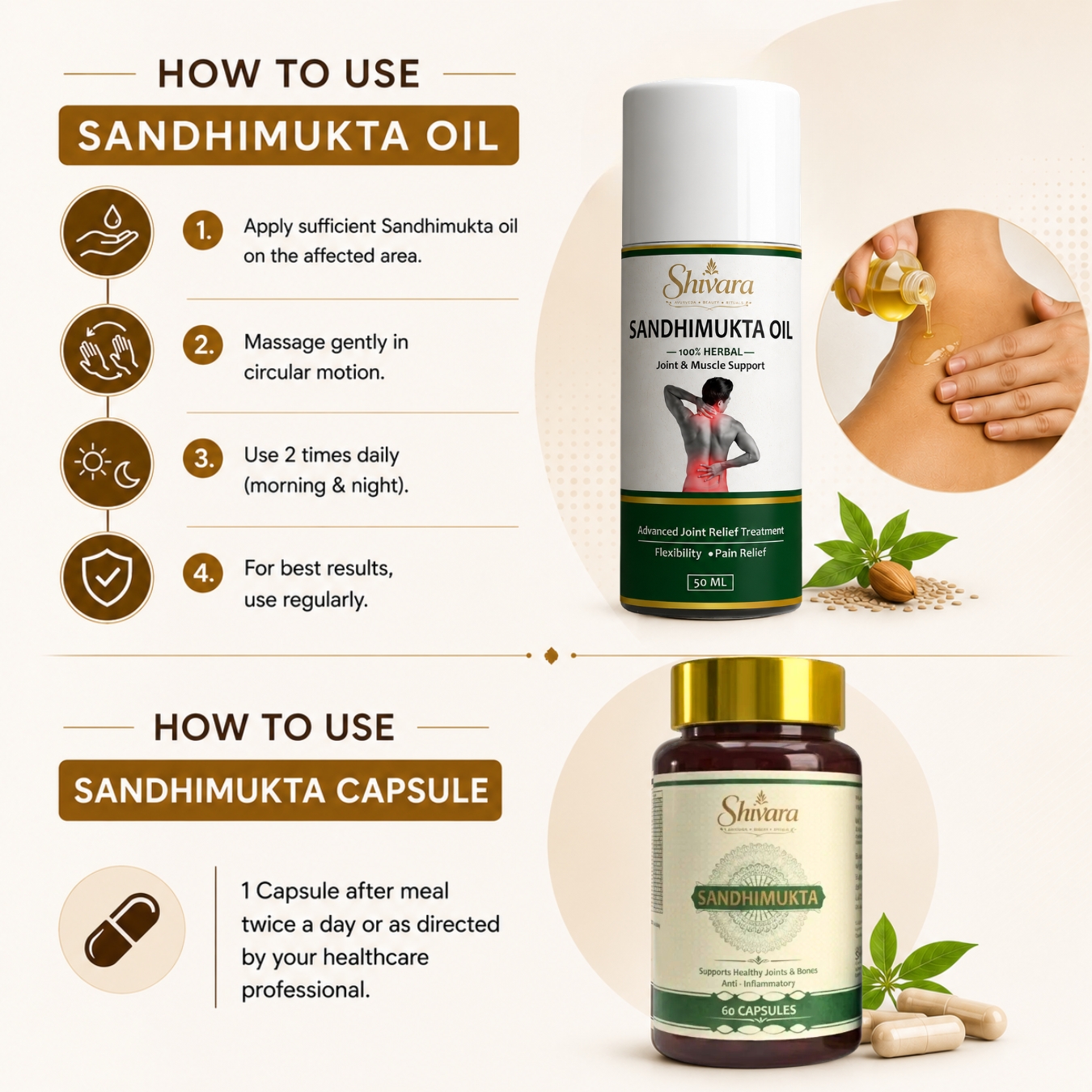 Sandhimukta Capsules And Oil Helps Support Healthy Joint Function And Mobility Pack Of 2